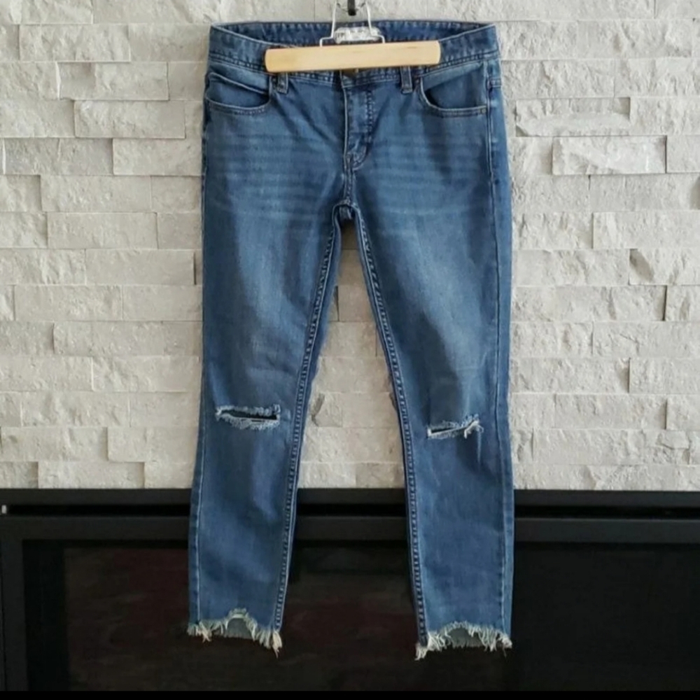 Free people distressed skinny jeans